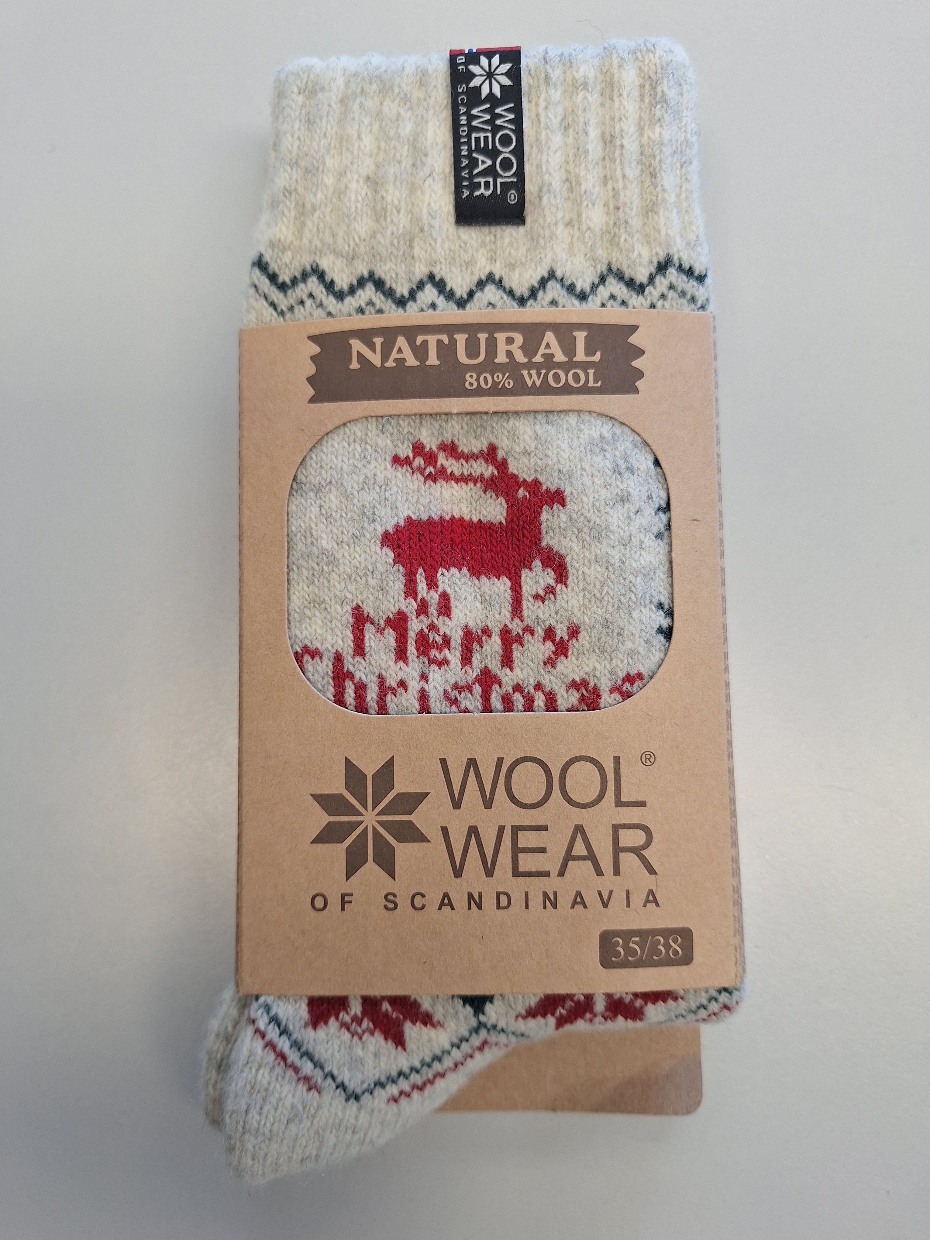 114R - Reindeer - Ecru/Red 80%Wool