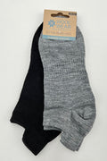 199 - 2Pack Grey/Black Merino Footies Socks