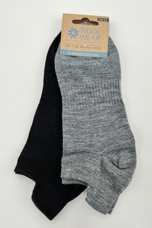 199 - 2Pack Grey/Black Merino Footies Socks