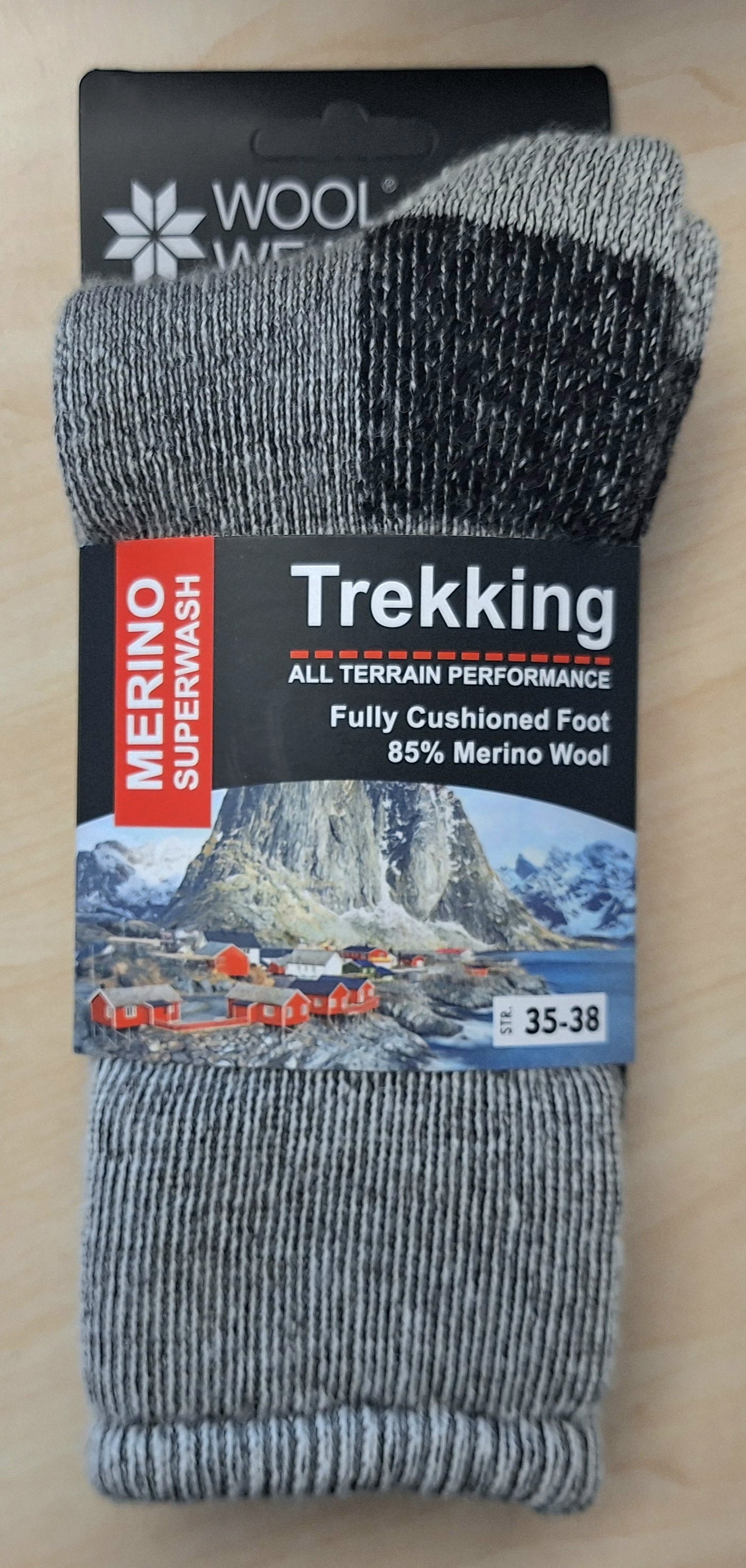 02 - Grey Trekking Socks - 80% Merino Wool