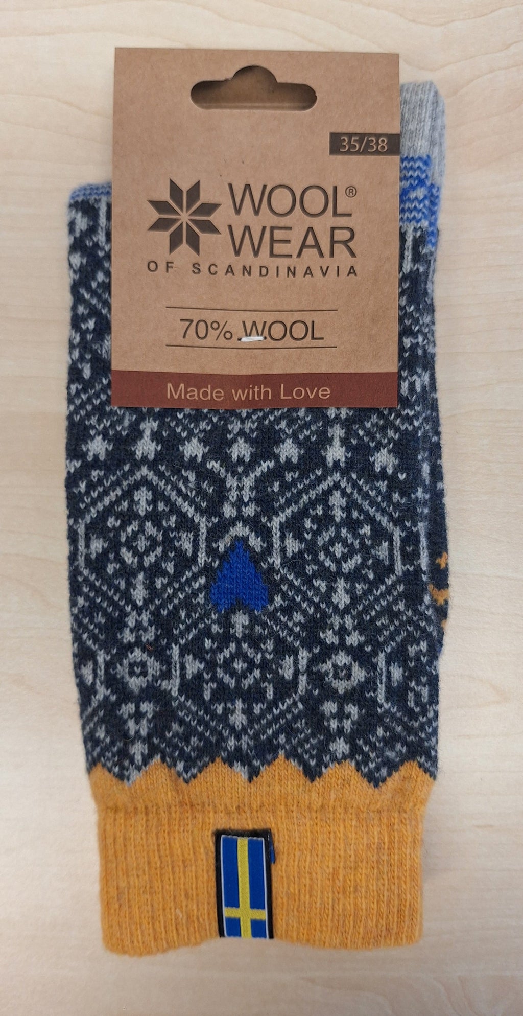 45 - Sweden - Ochre Cobalt Socks - 70%Wool