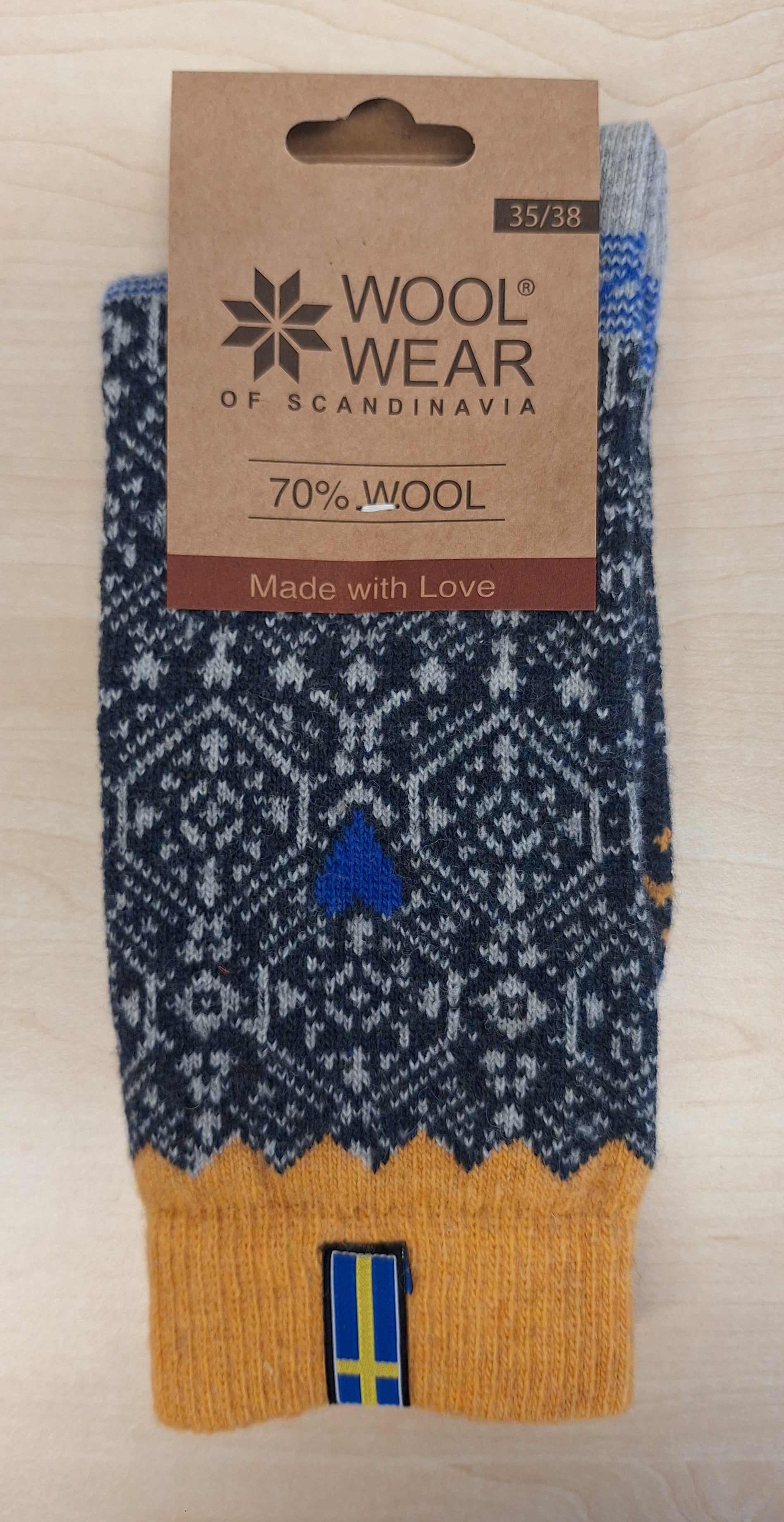 45 - Sweden - Ochre Cobalt Socks - 70%Wool