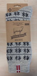 22B - Denmark - Ecru/Antracite Snowflake Socks - 80%Wool