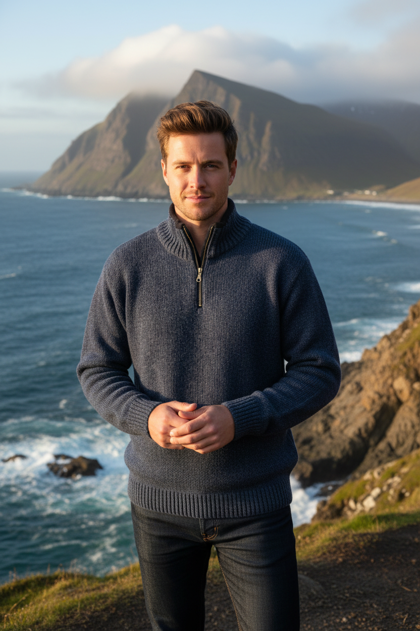 4100F-470 Navy 1/2 Zip - Modelfoto