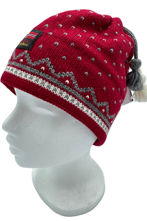 95C-14 270 Hue Woolwear Beanie -  Rood (gevoerd rondom de oren)