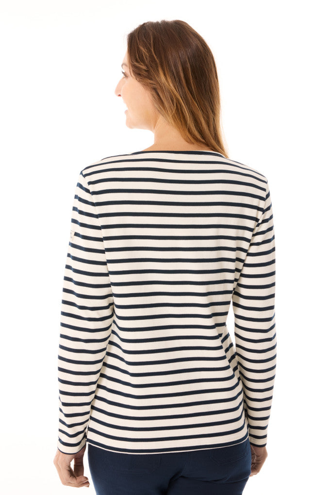Mousqueton Breton Stripe Marinella (285g Cotton) - Ecru/Navy (Womens/Unisex Fitted)
