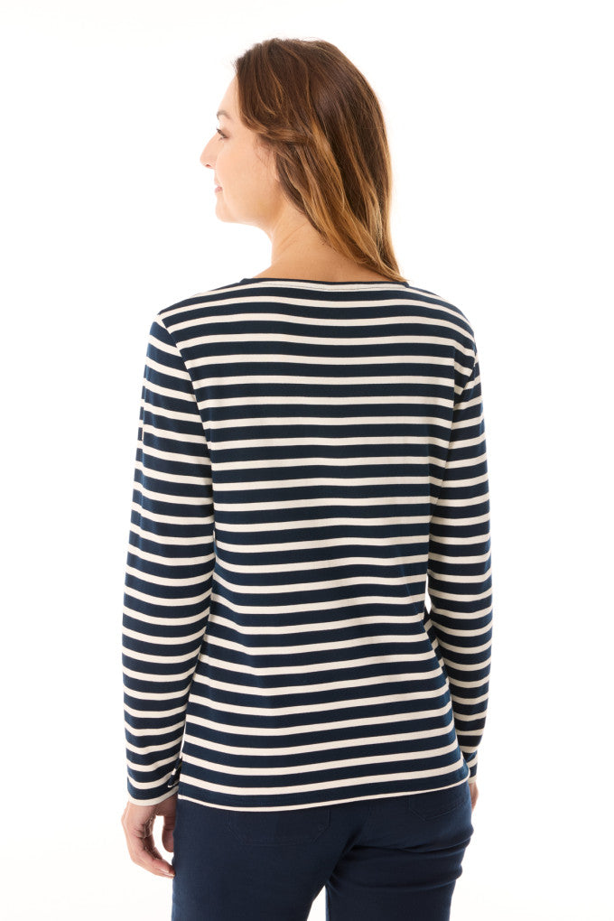 Mousqueton Breton Stripe Marinella (Pure Cotton 285g) - Navy Ecru (Womens/Unisex Fitted)