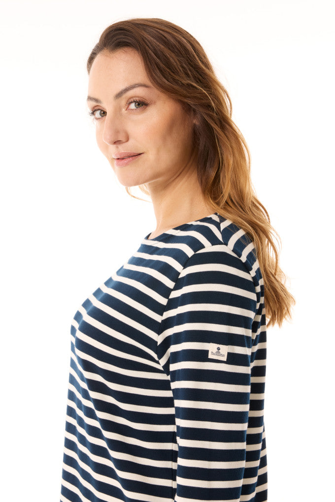 Mousqueton Breton Stripe Marinella (Pure Cotton 285g) - Navy Ecru (Womens/Unisex Fitted)