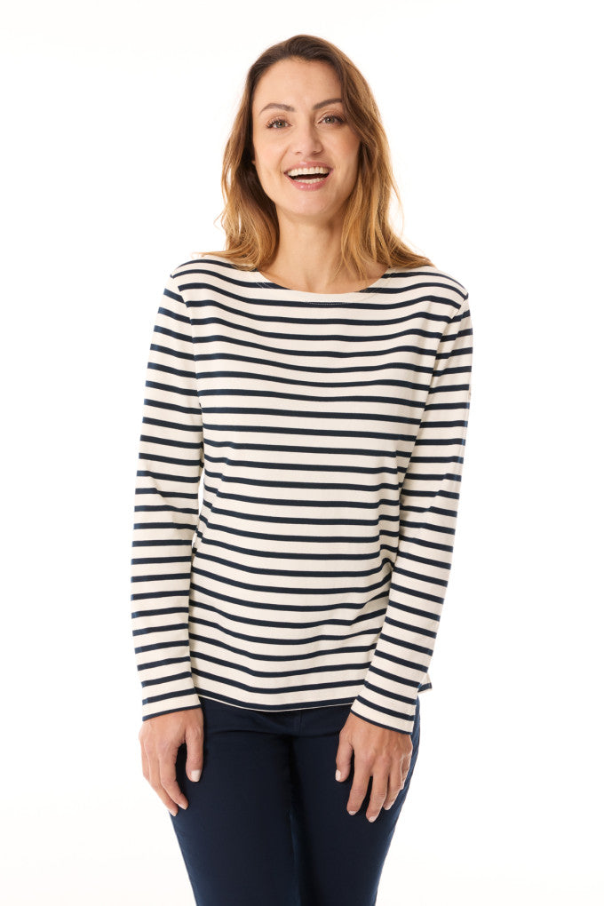 Mousqueton Breton Stripe Marinella (285g Cotton) - Ecru/Navy (Womens/Unisex Fitted)