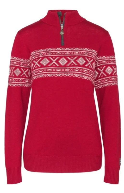 NANNA 502-03DG - 819 Merino Red/White Pattern 1/2 Zip
