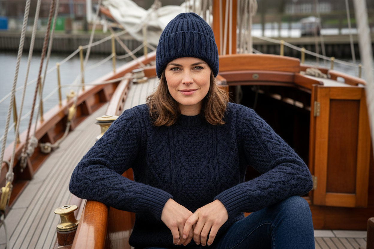 Navy Emerald Beanie met navy Jurmo trui