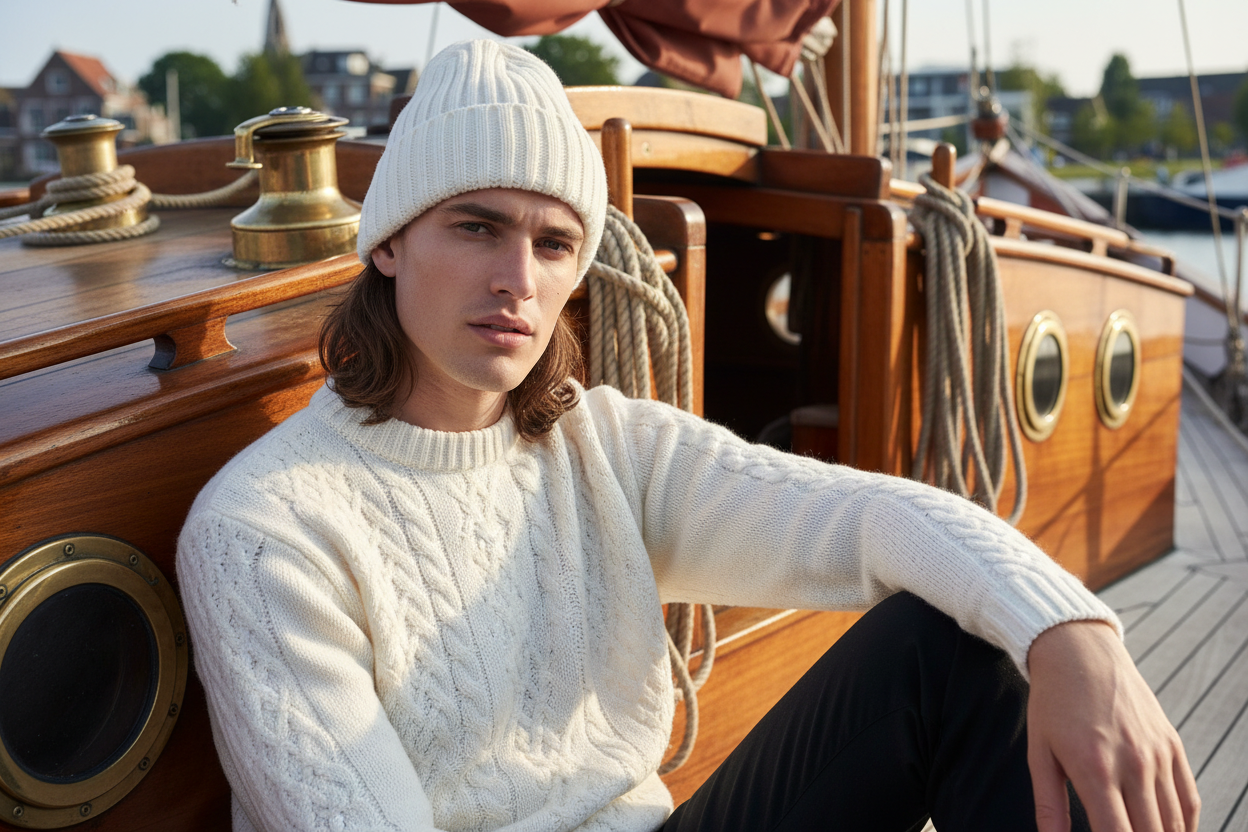Witte Emerald Beanie met witte Jurmo trui